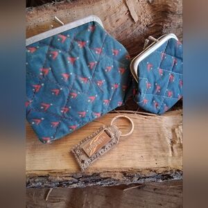 Quilted Blue and Red Coin Purse Set